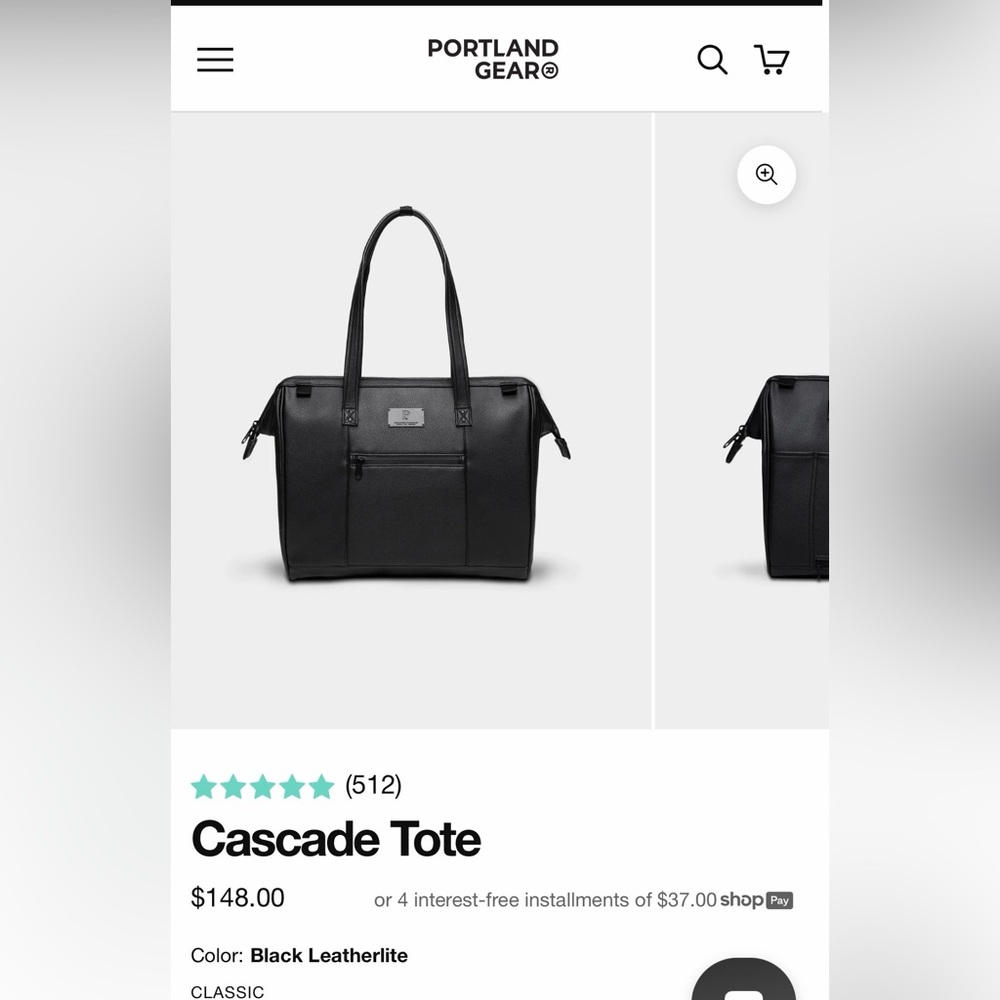 Portland Gear Black “Leatherlite”Travel Tote